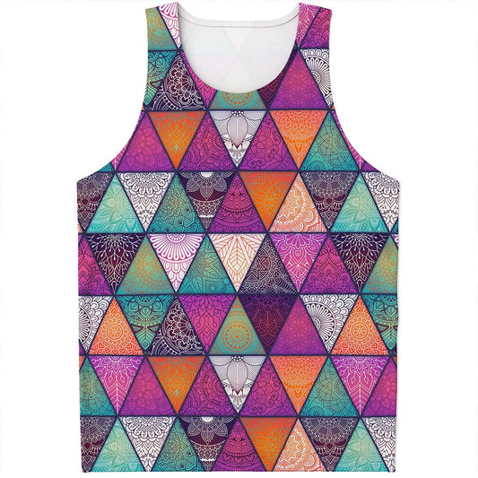 Triangle Bohemian Mandala Pattern Print Men's Tank Top