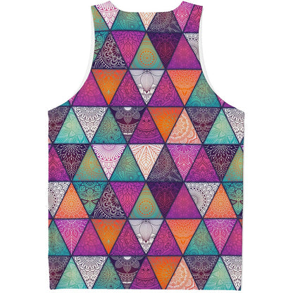 Triangle Bohemian Mandala Pattern Print Men's Tank Top