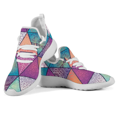 Triangle Bohemian Mandala Pattern Print Mesh Knit Shoes GearFrost