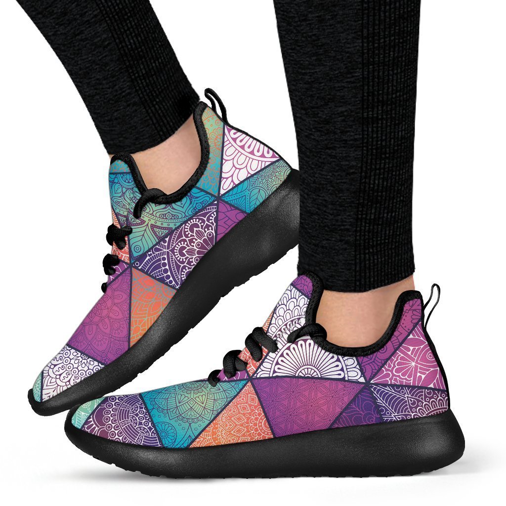 Triangle Bohemian Mandala Pattern Print Mesh Knit Shoes GearFrost