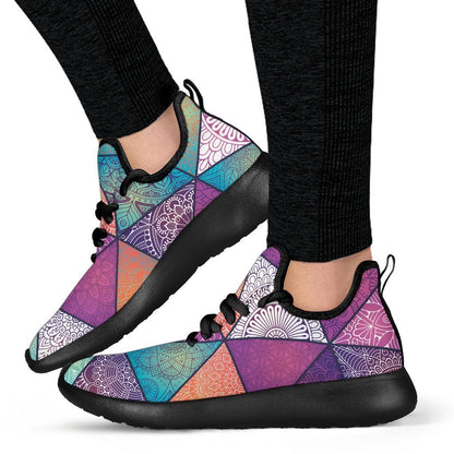 Triangle Bohemian Mandala Pattern Print Mesh Knit Shoes GearFrost