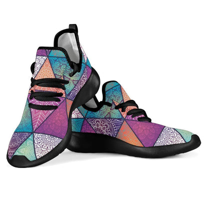 Triangle Bohemian Mandala Pattern Print Mesh Knit Shoes GearFrost