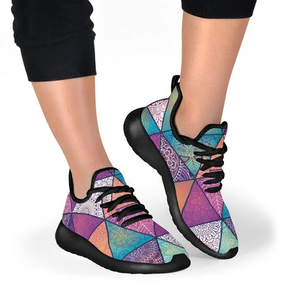 Triangle Bohemian Mandala Pattern Print Mesh Knit Shoes GearFrost