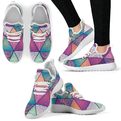 Triangle Bohemian Mandala Pattern Print Mesh Knit Shoes GearFrost