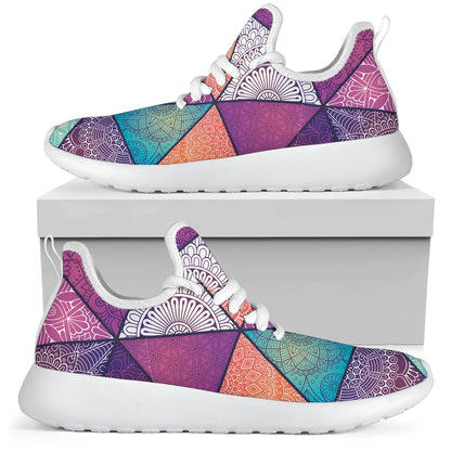 Triangle Bohemian Mandala Pattern Print Mesh Knit Shoes GearFrost