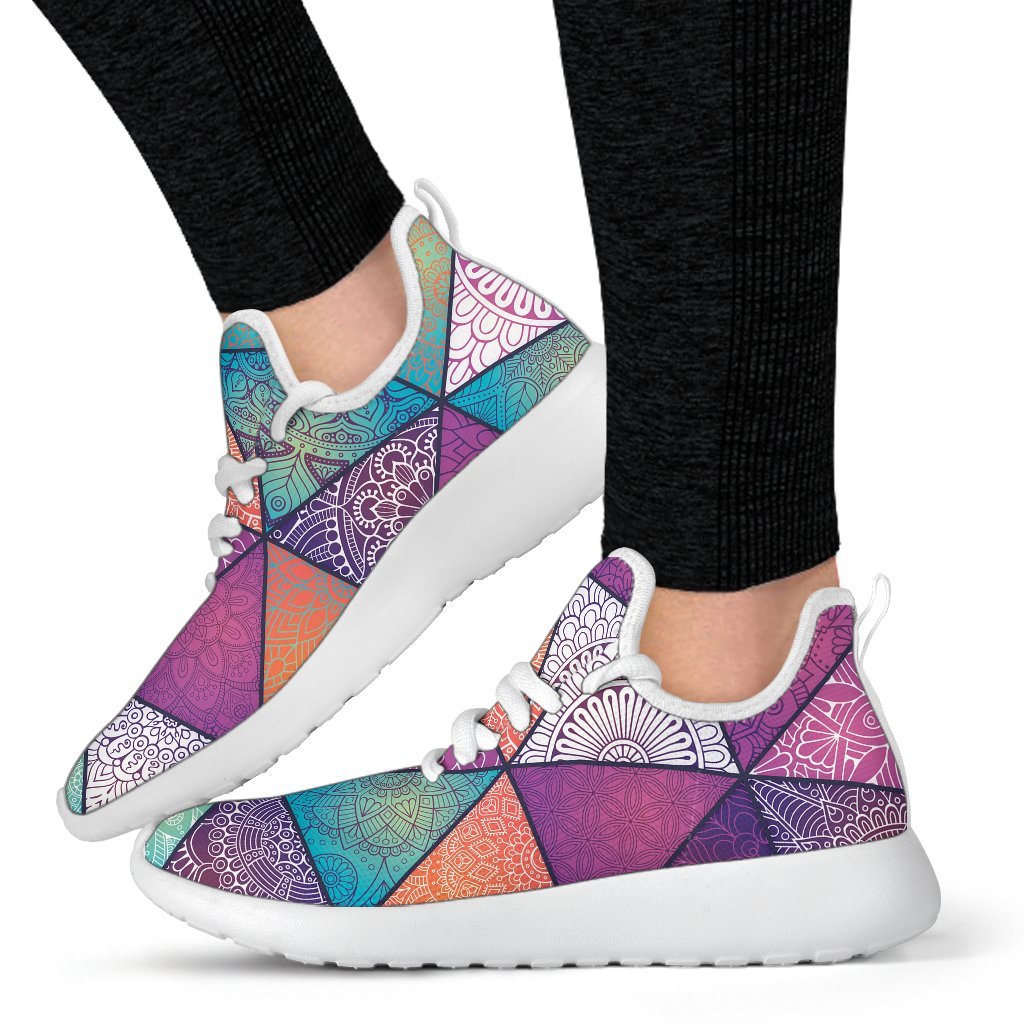 Triangle Bohemian Mandala Pattern Print Mesh Knit Shoes GearFrost