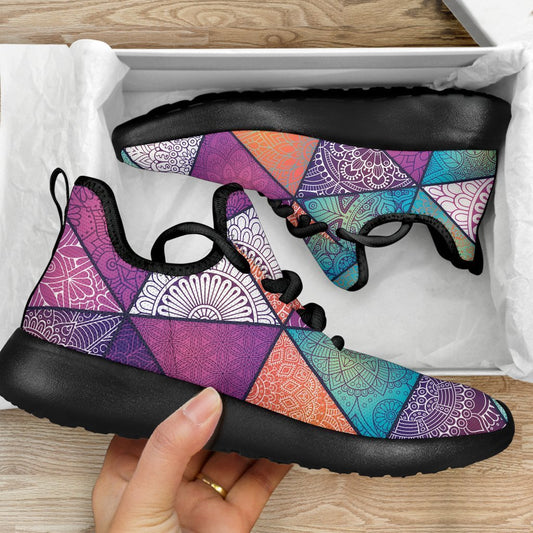 Triangle Bohemian Mandala Pattern Print Mesh Knit Shoes GearFrost