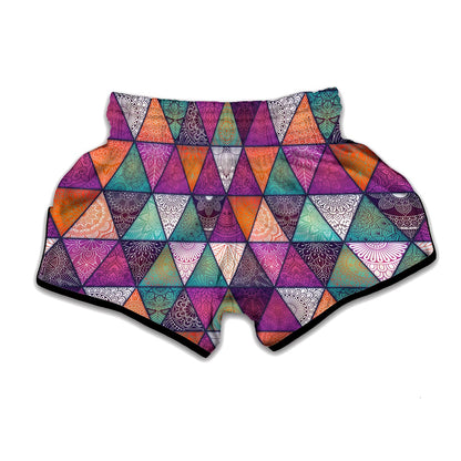 Triangle Bohemian Mandala Pattern Print Muay Thai Boxing Shorts