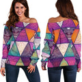 Triangle Bohemian Mandala Pattern Print Off The Shoulder Sweatshirt