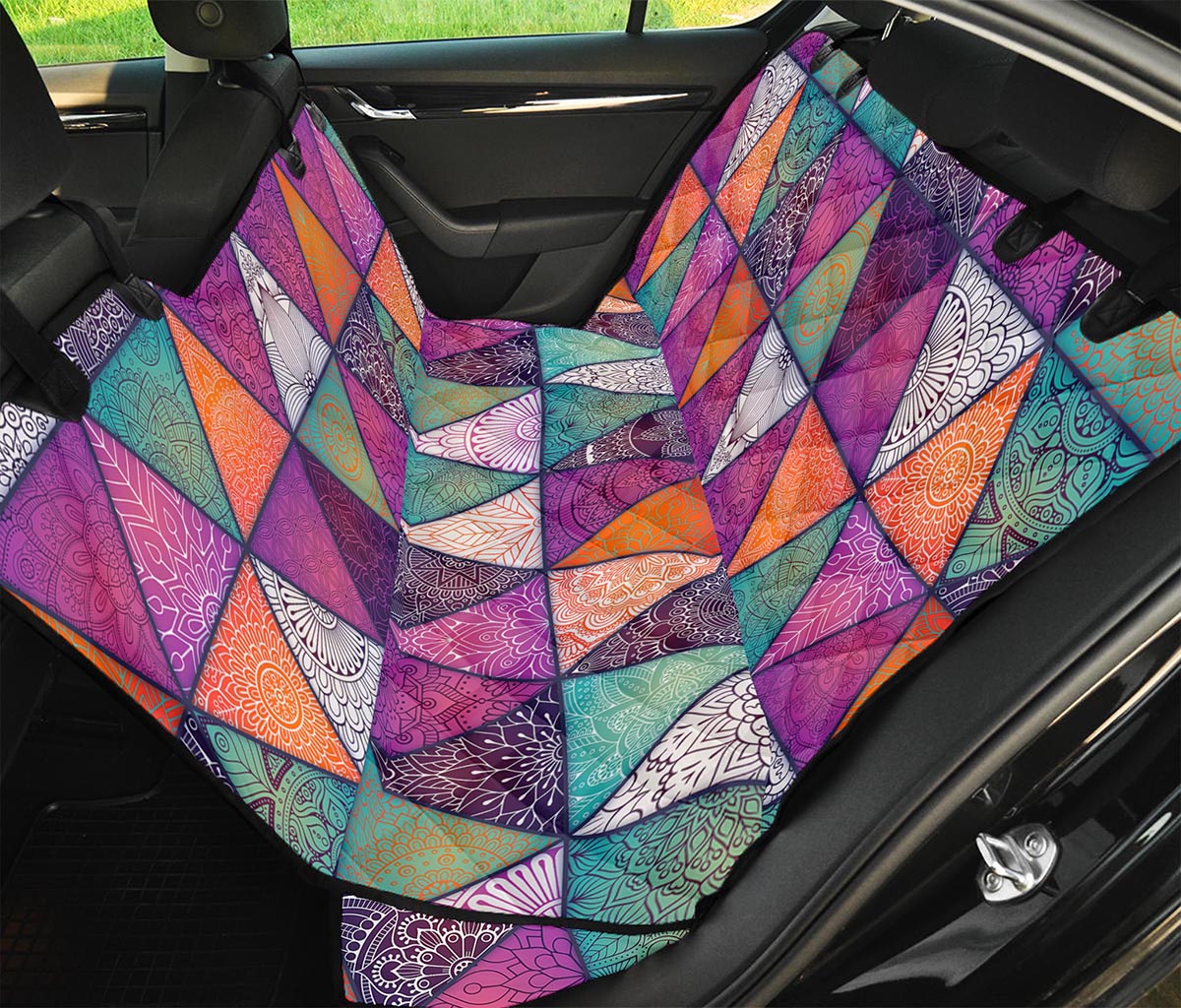 Triangle Bohemian Mandala Pattern Print Pet Car Back Seat Cover