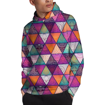 Triangle Bohemian Mandala Pattern Print Pullover Hoodie