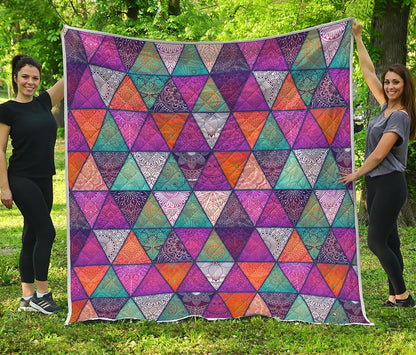 Triangle Bohemian Mandala Pattern Print Quilt