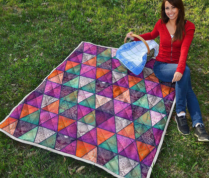 Triangle Bohemian Mandala Pattern Print Quilt