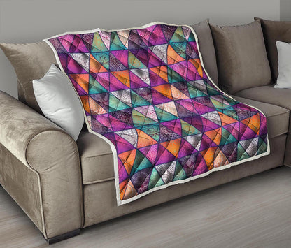 Triangle Bohemian Mandala Pattern Print Quilt