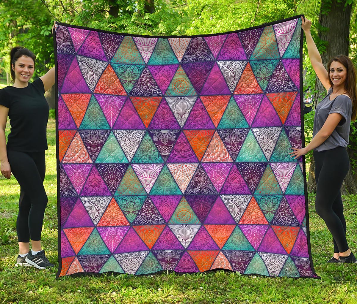 Triangle Bohemian Mandala Pattern Print Quilt