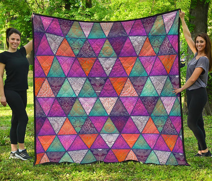 Triangle Bohemian Mandala Pattern Print Quilt