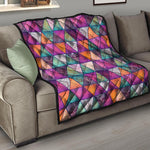 Triangle Bohemian Mandala Pattern Print Quilt