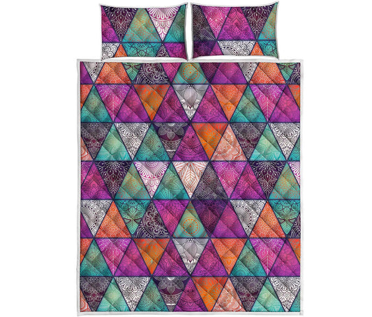 Triangle Bohemian Mandala Pattern Print Quilt Bed Set