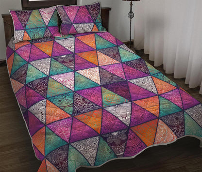Triangle Bohemian Mandala Pattern Print Quilt Bed Set
