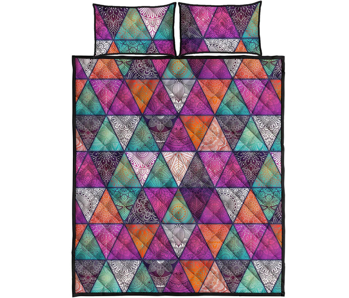 Triangle Bohemian Mandala Pattern Print Quilt Bed Set