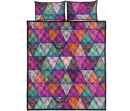 Triangle Bohemian Mandala Pattern Print Quilt Bed Set