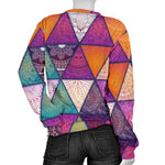 Triangle Bohemian Mandala Pattern Print Women's Crewneck Sweatshirt GearFrost