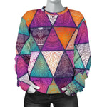 Triangle Bohemian Mandala Pattern Print Women's Crewneck Sweatshirt GearFrost