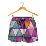Triangle Bohemian Mandala Pattern Print Women's Shorts