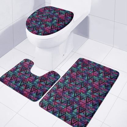 Triangle Ethnic Navajo Pattern Print 3 Piece Bath Mat Set