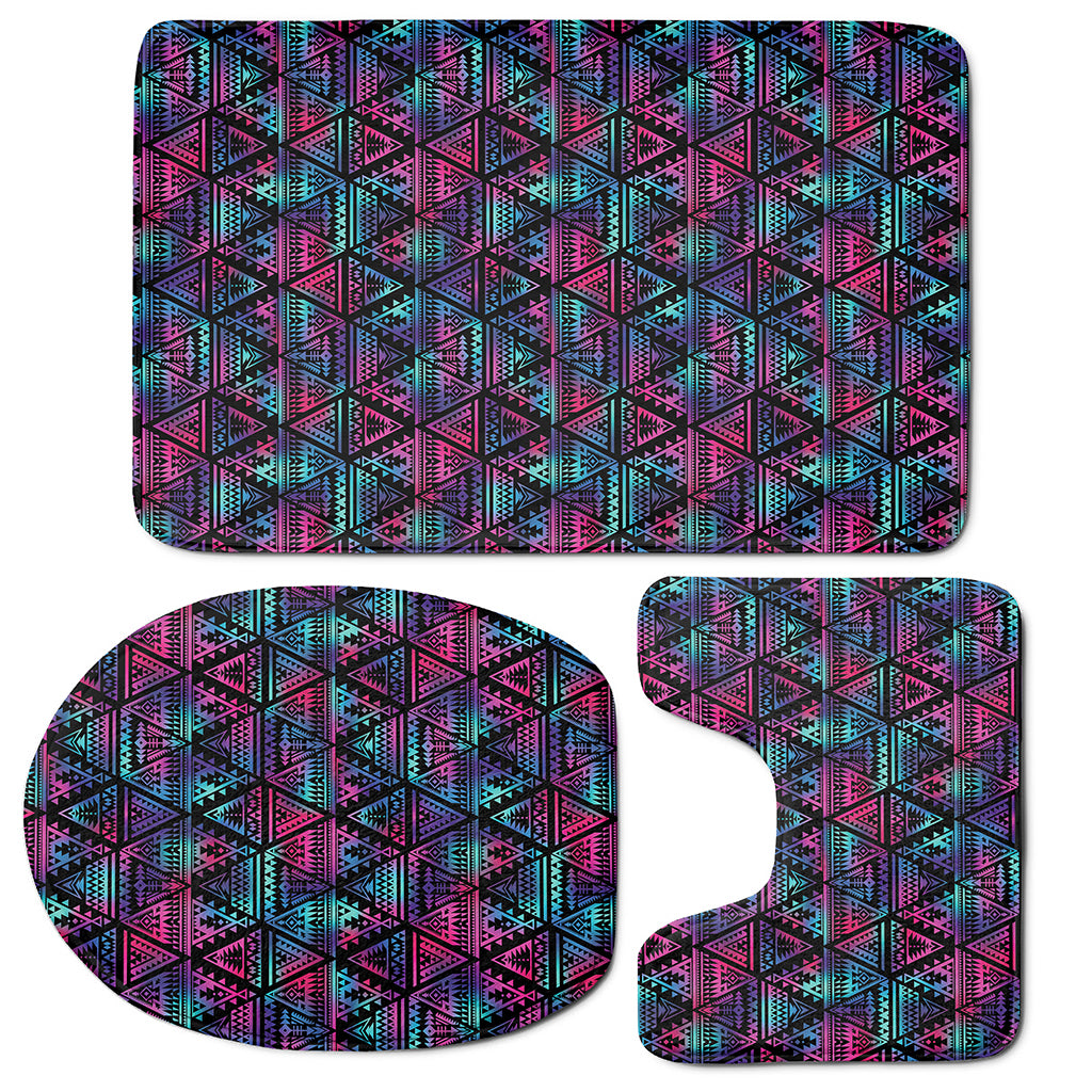 Triangle Ethnic Navajo Pattern Print 3 Piece Bath Mat Set