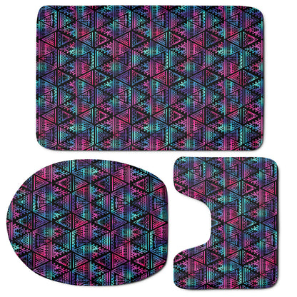Triangle Ethnic Navajo Pattern Print 3 Piece Bath Mat Set