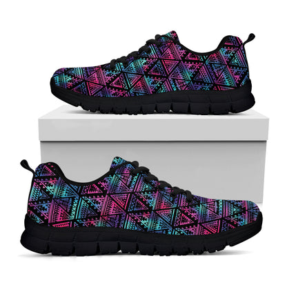 Triangle Ethnic Navajo Pattern Print Black Sneakers