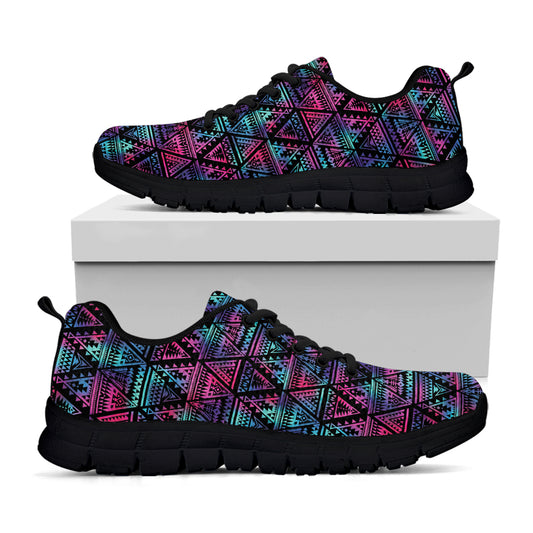Triangle Ethnic Navajo Pattern Print Black Sneakers