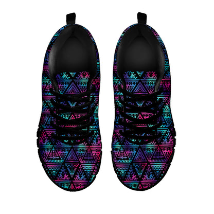 Triangle Ethnic Navajo Pattern Print Black Sneakers