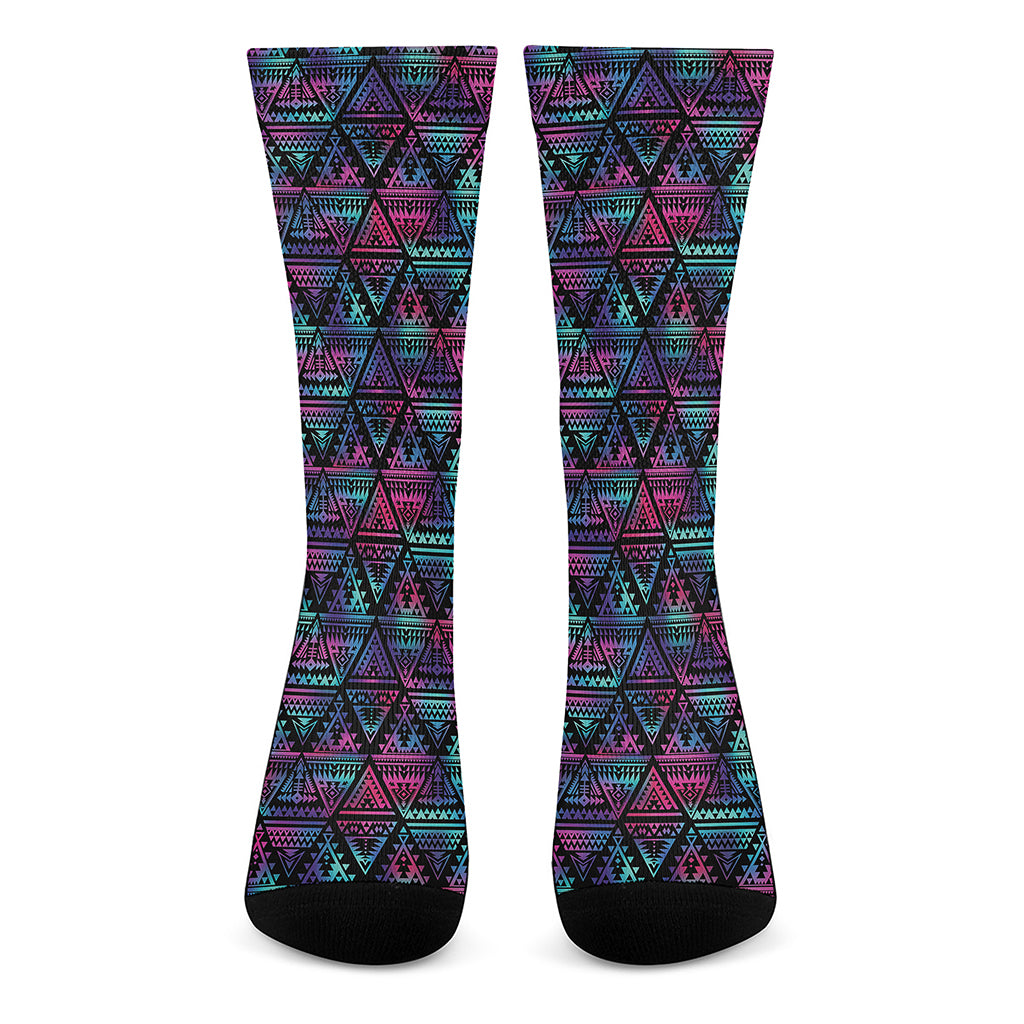 Triangle Ethnic Navajo Pattern Print Crew Socks