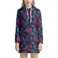 Triangle Ethnic Navajo Pattern Print Pullover Hoodie Dress