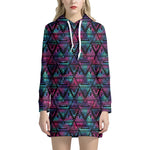 Triangle Ethnic Navajo Pattern Print Hoodie Dress