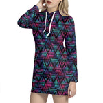 Triangle Ethnic Navajo Pattern Print Hoodie Dress