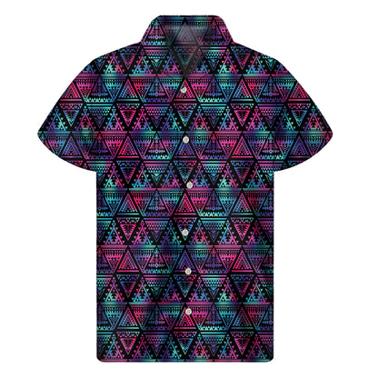 Triangle Ethnic Navajo Pattern Print Men's Short Sleeve Shirt