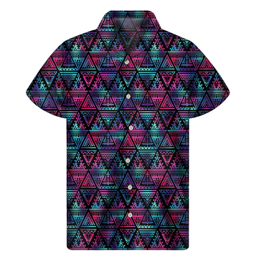 Triangle Ethnic Navajo Pattern Print Men's Short Sleeve Shirt