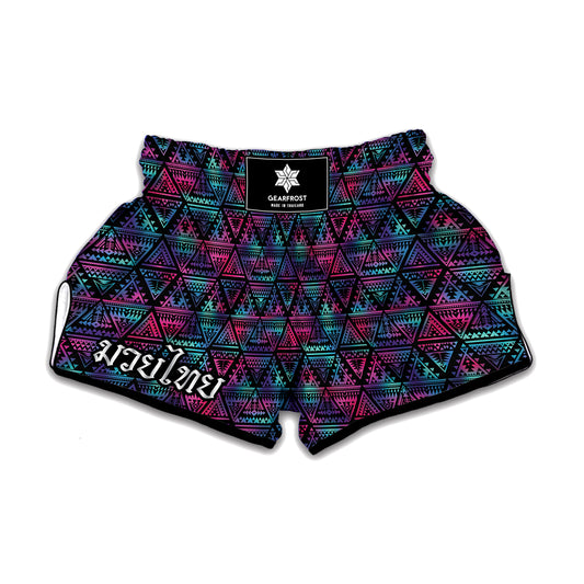 Triangle Ethnic Navajo Pattern Print Muay Thai Boxing Shorts