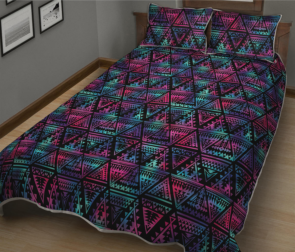 Triangle Ethnic Navajo Pattern Print Quilt Bed Set
