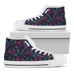Triangle Ethnic Navajo Pattern Print White High Top Shoes