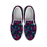 Triangle Ethnic Navajo Pattern Print White Slip On Shoes