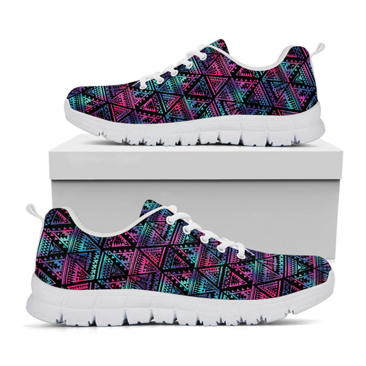 Triangle Ethnic Navajo Pattern Print White Sneakers