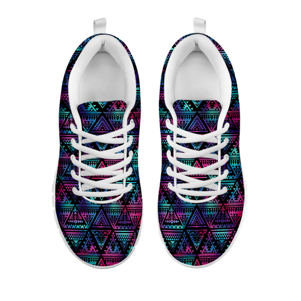 Triangle Ethnic Navajo Pattern Print White Sneakers