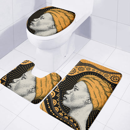 Tribal African Girl Print 3 Piece Bath Mat Set