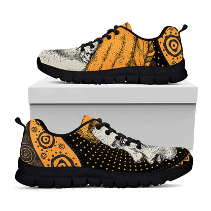 Tribal African Girl Print Black Sneakers