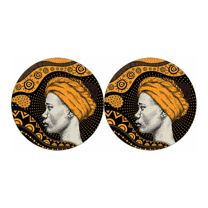 Tribal African Girl Print Car Coasters