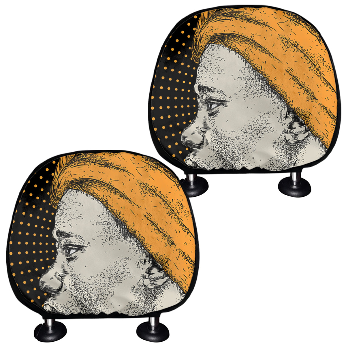 Tribal African Girl Print Car Headrest Covers